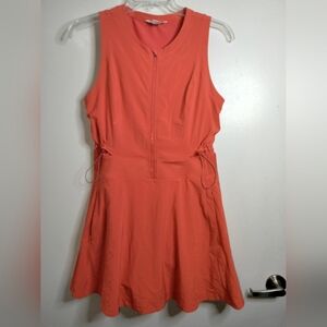 Athleta (Size 10) Orange Stretch Half Zip Sleeveless Slip Pockets Skort Dress